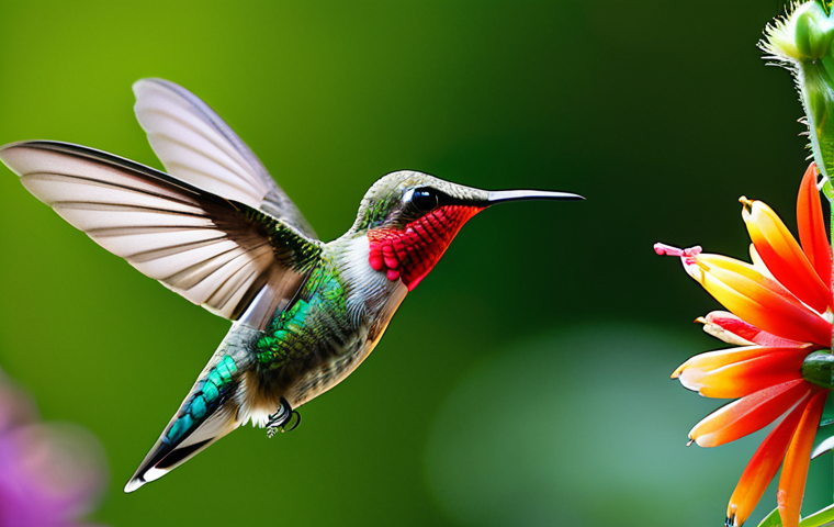 Courtship Ritual**

"A male hummingbird performing an elaborate courtship dance for a female hummingbird in a lush garden setting, showcasing vibrant colors and intricate flight patterns, fully clothed (hummingbirds), appropriate content, safe for work, perfect anatomy (hummingbirds), natural proportions (hummingbirds), professional wildlife photography, detailed feathers, family-friendly."

**