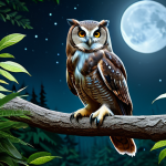 **

"A wise-looking owl perched on a branch in a moonlit forest, surrounded by lush foliage, fully clothed, safe for work, professional, appropriate content, perfect anatomy, natural proportions, high-quality illustration, family-friendly."

**