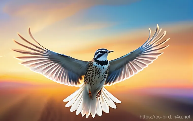종달새의 울음소리 특징 - **Prompt:** A close-up, ground-level view of a perfectly camouflaged skylark nest nestled deep withi...